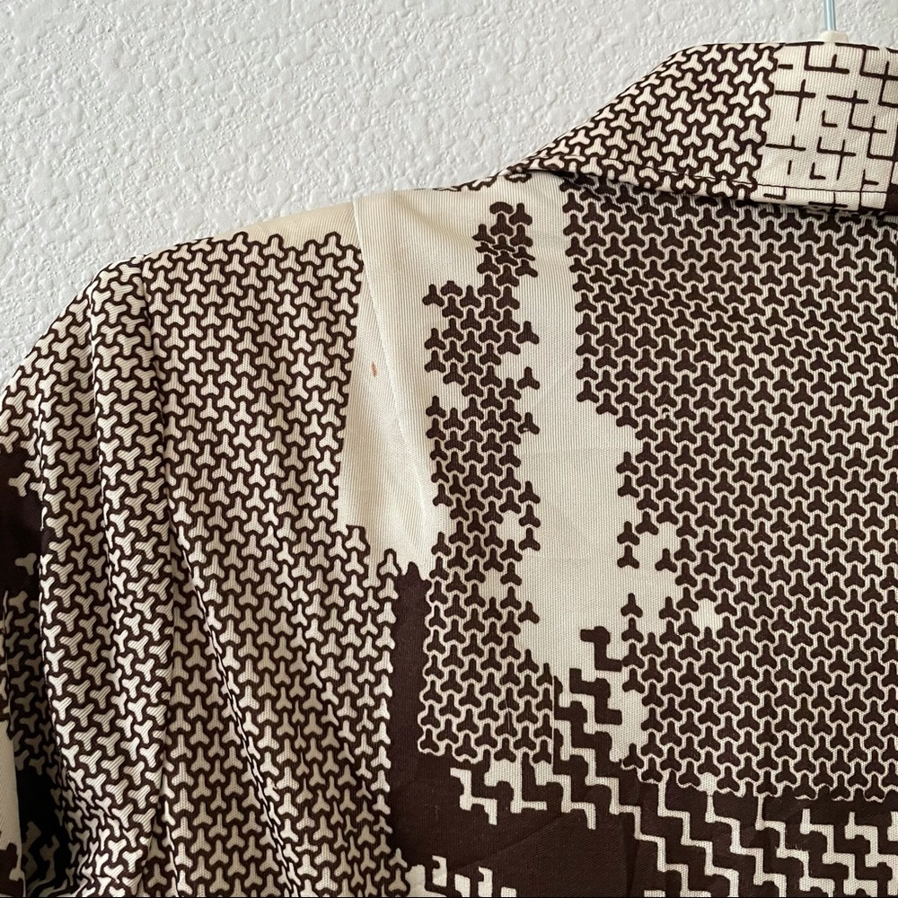 Vintage Collared Pattern Button Up Midi Dress - image 6